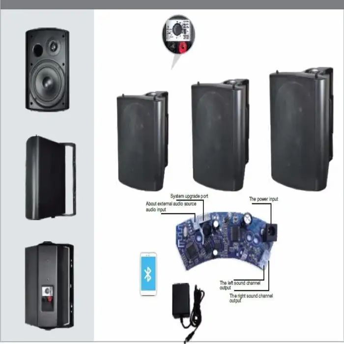 QQCHINAPA 100V Bluetooth 4 Zone Pa Amplifiers+5PCS Ceiling Mount Speaker For Shop,Office