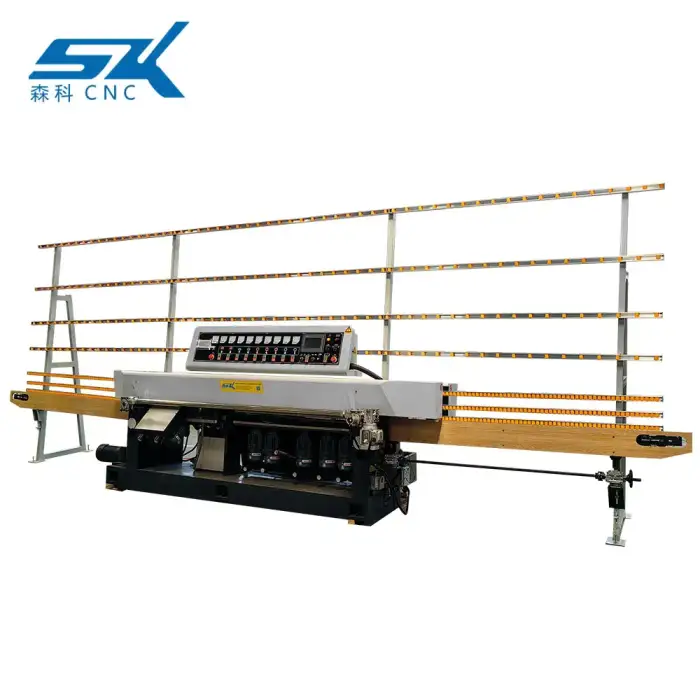 11 motors plc glass straight line beveling edge and polishing grinding processing machine