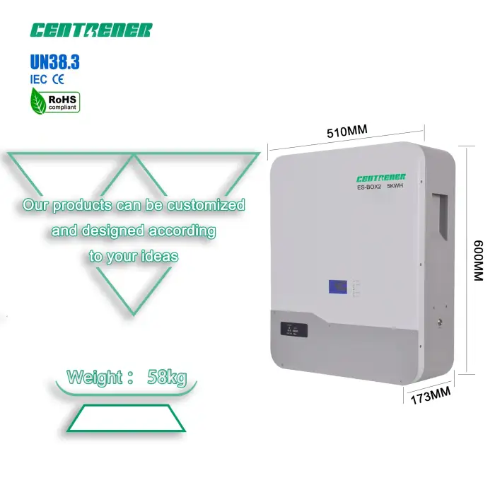 51.2V 150Ah 7.6kWh Home Solar Energy Battery Storage System with Built-In BMS, Wall-Mount Residential ESS.