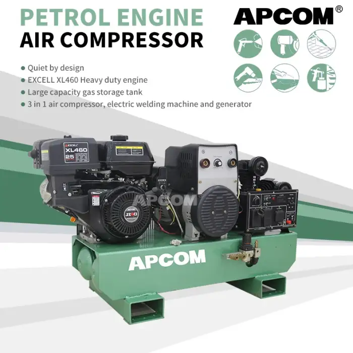 APCOM 18HP Generator Electric Welding Machine with Gasoline Engine and Air Compressor