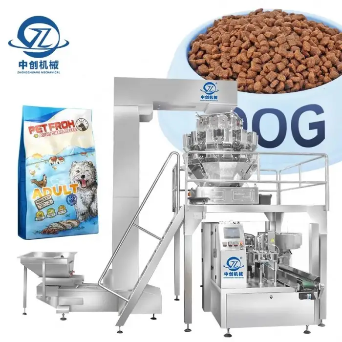 14 Heads Weigher Premade Flat Bottom Pouch Packaging Animal Feeds Dry Cat Biscuit Puppy Dog Snack Pet Food Doy Packing Machine