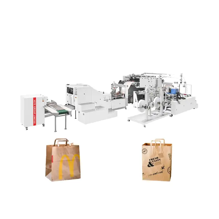 Paper Shopping Bag Making Machine For Take Away Fast Food Packaging Bags Shopping Brown kraft Paper Bag With Flat Handle