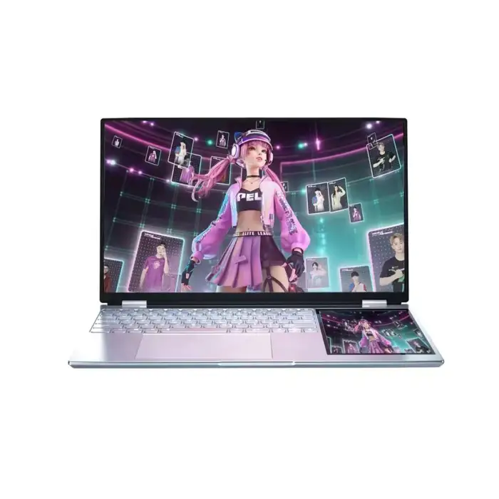 Dual screen Laptop 15.6'' IPS Display +7'' Touch Screen Intel Quad Core 16GB RAM DDR4+512GB SSD Win 11 Notebook Computer