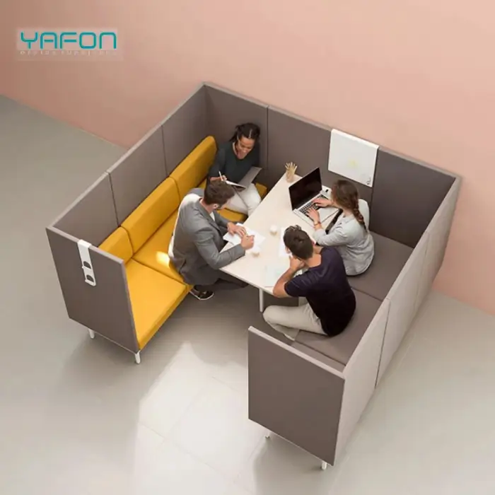 Quality Privacy Pods Soundproof Office Sofa Seating Meeting Booth with Coffee Table