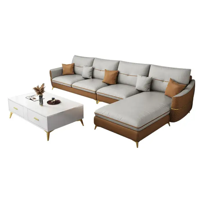 Modern Leather Sofa Set European Style Living Room Furniture Sectional Couch Sofa