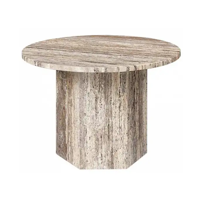 Natural Stone Table Dark Grey Silver Grey Travertine Marble Coffee Table For Living Room
