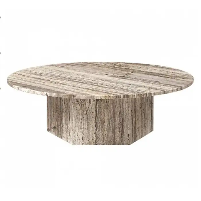 Natural Stone Table Dark Grey Silver Grey Travertine Marble Coffee Table For Living Room