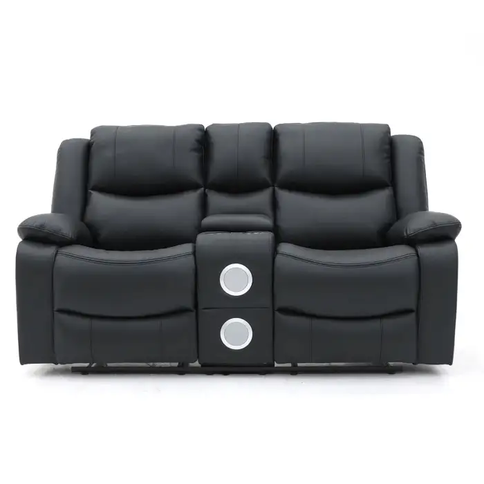 Geeksofa 3+2+1 Air Leather Power Electric Motion Recliner Sofa Set with Console and Bluetooth Speakers for Living Room Furniture