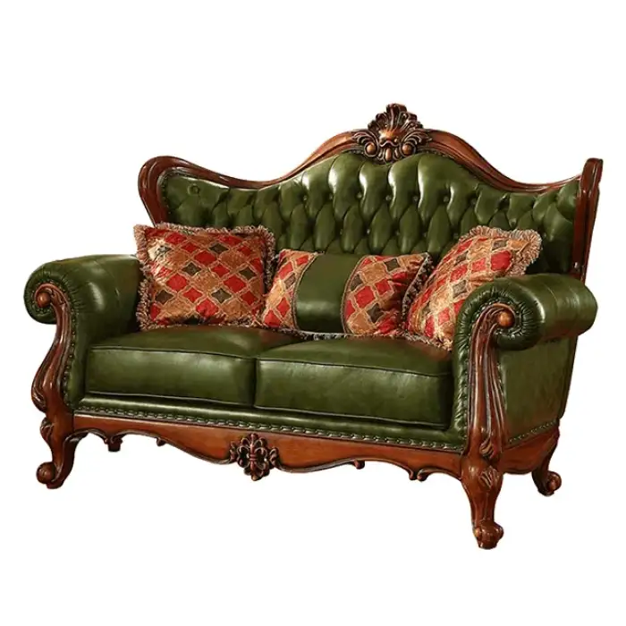 Luxury Antique Living Room Leather Sofas Home Furniture N279