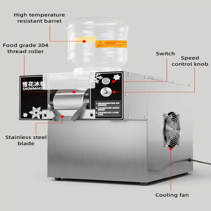 Shanyou Commercial Snowflake Ice Shaved Machine Milk Snow Ice Machine Bingsu Maker for Snack Bar Ice Cream Shop XBJ60