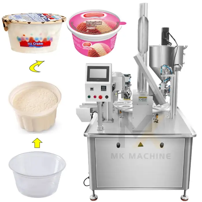 Fully automatic ice cream bowl filling machine ice cream cup liquid dipping cup filling sealing machine