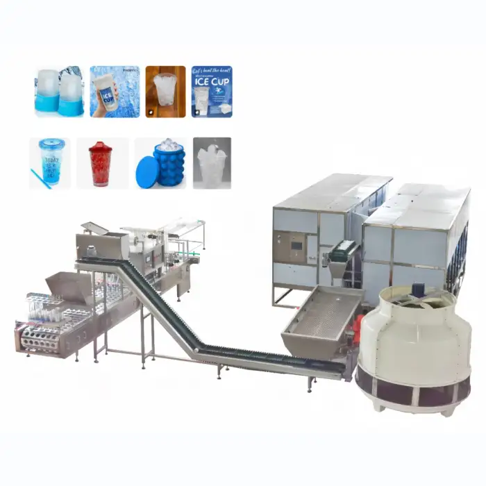 Ice cup pack machine, Ice cube cup filling sealing and capping machine