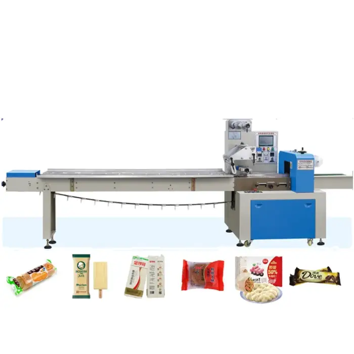 High Speed Flow Popsicle Ice Cream Bread Cookies Snacks Automatic Horizontal Pillow Packaging Machine