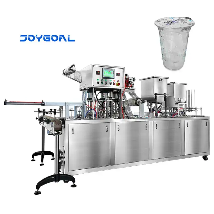 Automatic 4 Lanes Ice Cube PET Plastic Cup Filling And Sealing Machine Manufacturer