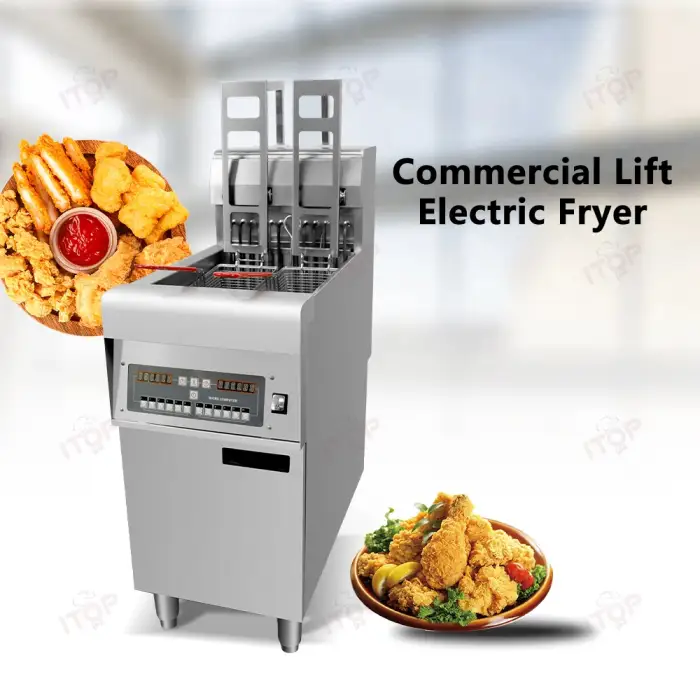 Automatic Lifting Electric Frying Pan Commercial Temperature Control Deep Fryer For Kfc Hotel Fast Food Restaurant Snack Bar