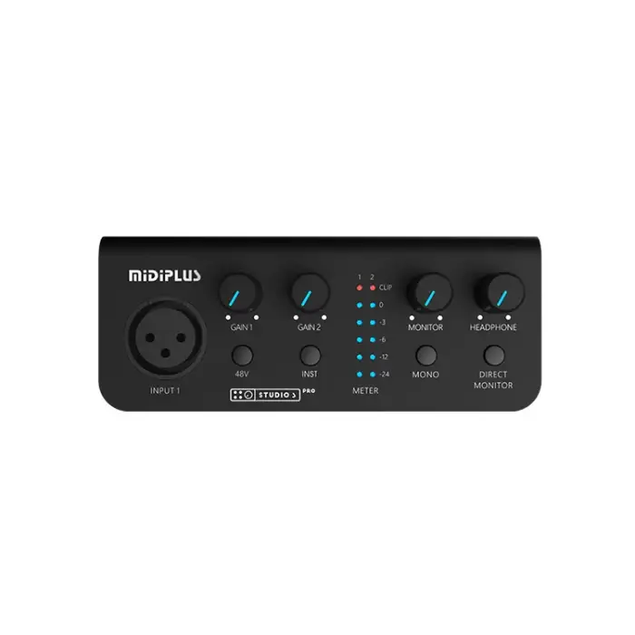 Studio USB Audio Interface 24bit 192khz 2 Channel Soundcard 2in2out USB Audio Interface with OTG