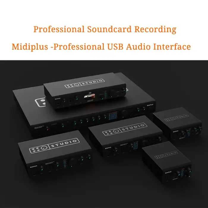 Studio USB Audio Interface 24bit 192khz 2 Channel Soundcard 2in2out USB Audio Interface with OTG