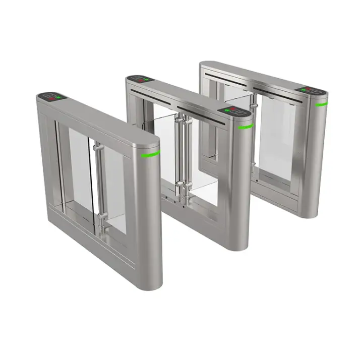 RFID Card Reader Security Access Control Glass Wing Barrier Gate Auto Swing Turnstile For Commercial Buildings, Airports, Hotels