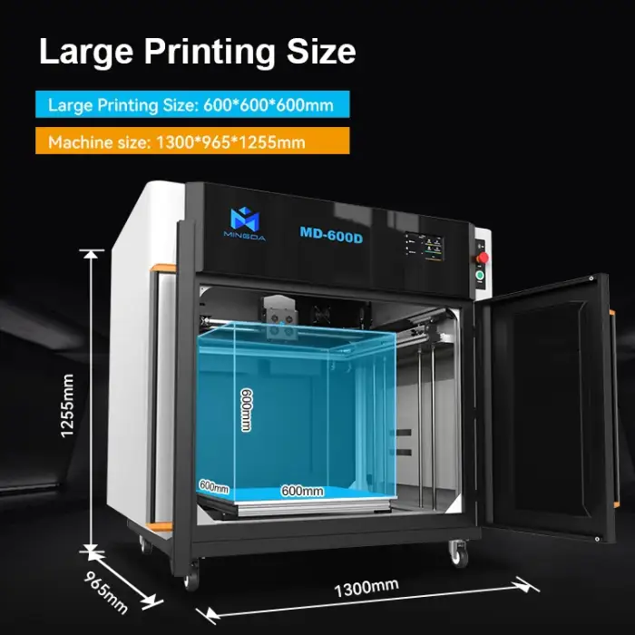 Mingda Large Size Industrial 600*600mm 3D Printer for Plastic