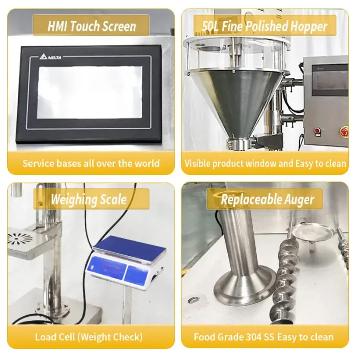 Semi Automatic Nutrition Protein Bag Filling Machine Spicy Chilli Powder Screw Auger Dispenser Bakery Flour Bagger Load Cell