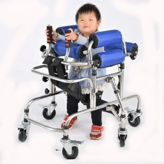 Rollover Disabled children walking aids hemiplegia lower limb training walker stainless steel standing frame