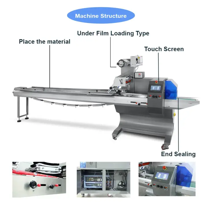 Automatic Horizontal Wrapper Pillow Packing Machine cookie cake Flow Wrapping Machine pillow bag automatic flow packing machine