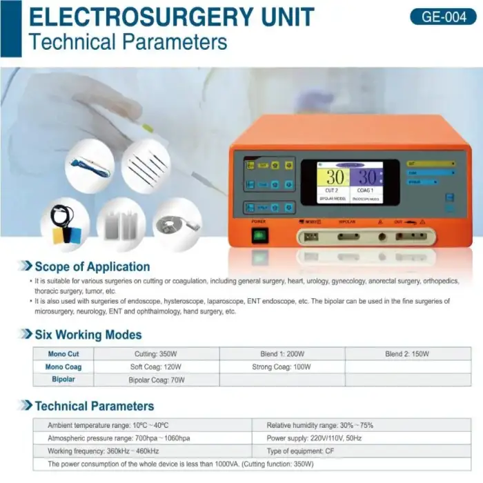 Electrosurgical cautery machine diathermy electrosurgical cautery unit bipolar monopolar