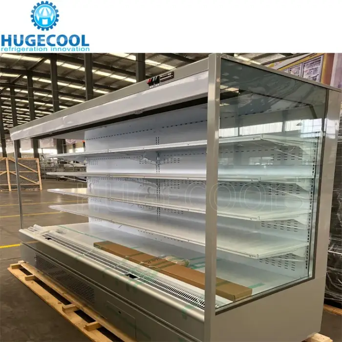 Hugecool 1400L display freezer for supermarket  multideck open chiller air curtain refrigerator for meat vegetable fruits