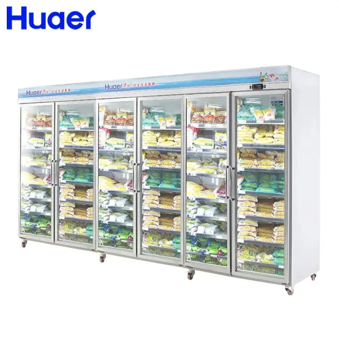 4000L display vertical freezer with 6 tempered glass door