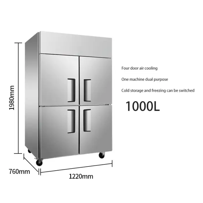 Air-cooled Commercial Refrigerator Kitchen Refrigeration Freezer Freezer Refrigeration Equipment Stainless Steel CB Ce