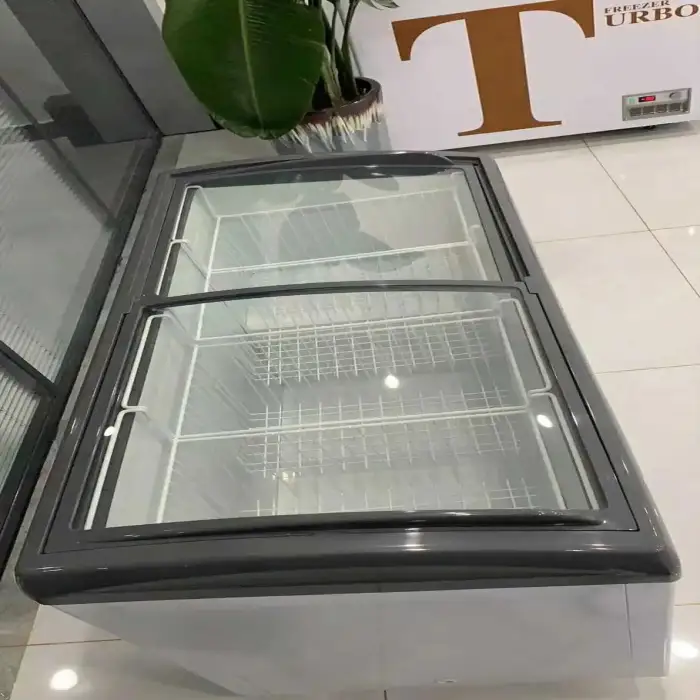 stainless steel display refrigerated freezer for supermarket