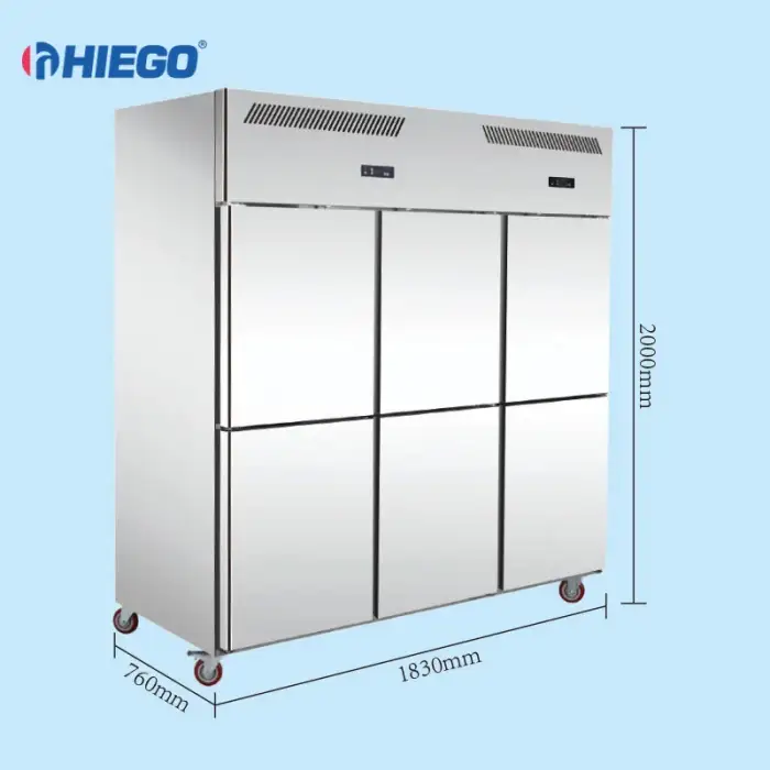 Commercial 6 Doors Single Temperature Refrigerated Cabinets Upright Refrigerator Chiller Freezer