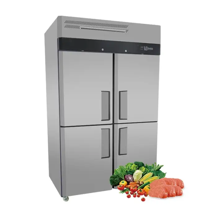 Yoslon Commercial Freezing and refrigerating 4 Door, Stainless Steel Temperature Control Freezer Refrigerated Cabinet