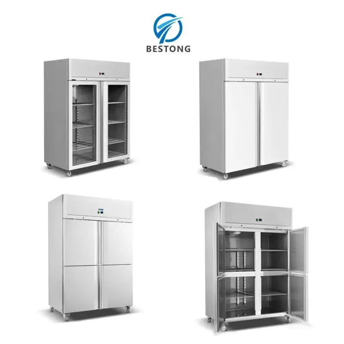 460L Stainless Steel Four Glass Door Refrigerator Freezer Double Temperature