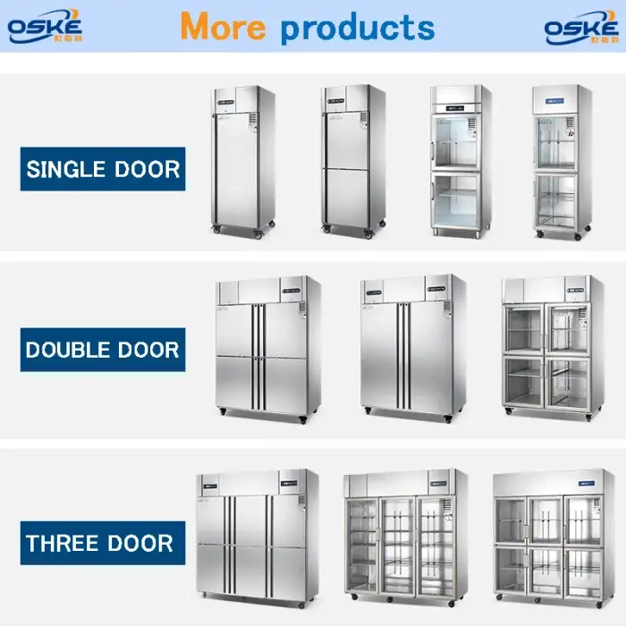 460L Stainless Steel Four Glass Door Refrigerator Freezer Double Temperature