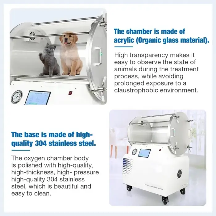 HBOT Chamber Portable Small Animal Veterinary 1.5ata Hard Hyperbaric Chamber Dog 2 ata Hyperbaric Oxygen Chamber for Pets