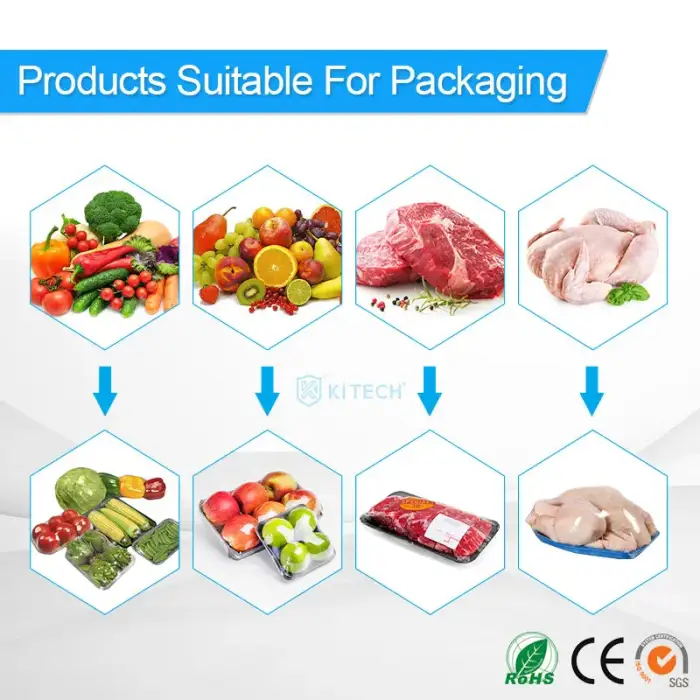 Automatic Cling Film Vegetable Meat Chicken Wrapping Packing Machine for Fresh Chicken Packaging