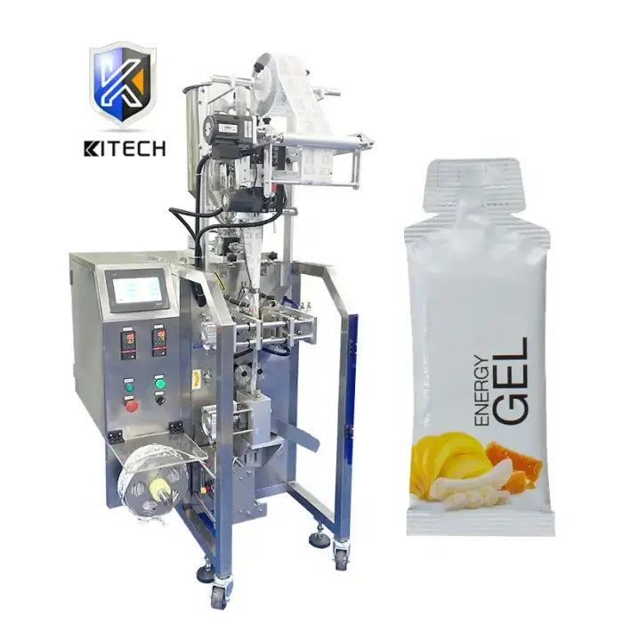 Small vertical automatic syringe pump metering sachet sport gel packing machine