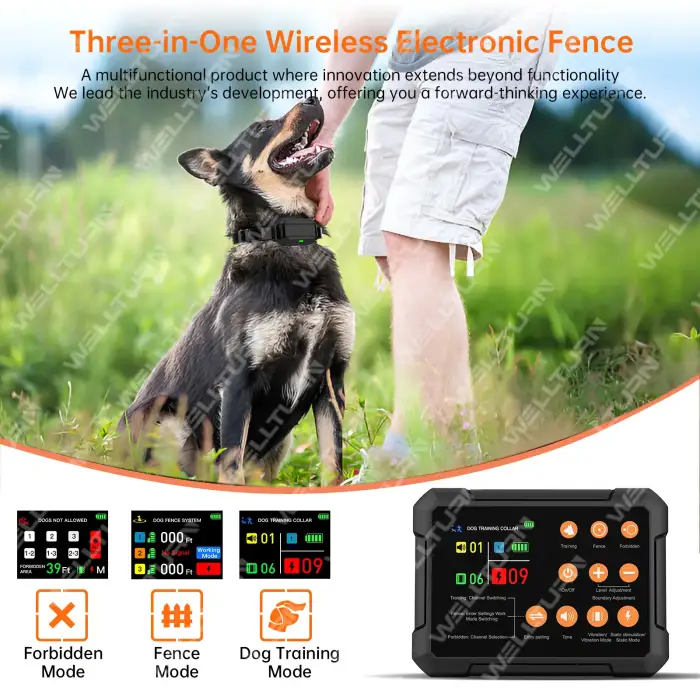 Patented 10-120 FT Electric Dog Collar Fence System Indoor Outdoor Wireless Dog Fence Shock Pet Training Supplies