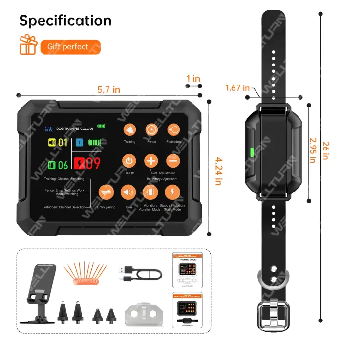 Patented 10-120 FT Electric Dog Collar Fence System Indoor Outdoor Wireless Dog Fence Shock Pet Training Supplies