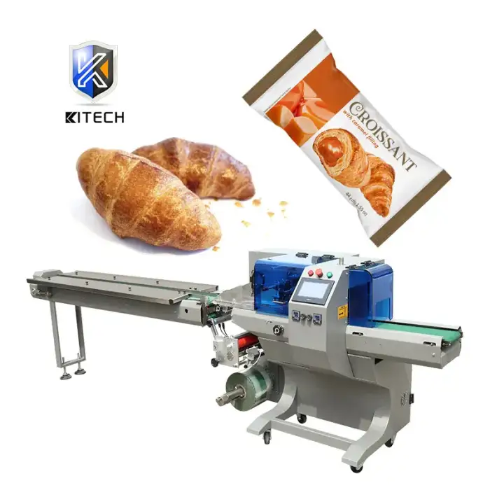 KL Hot Sales Automatic Bakery Bread Flow Packing Machine Small Horizontal Croissant Bread Wrapping Machine