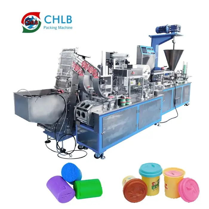 Automatic turkey  flour dough  play dough cup extruding filling capping packing machine play dough packing machine