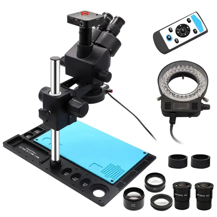 EMS-01 3.5X-90X Simul-Focal Trinocular Stereo Microscope Industry Microscope Video Camera For Mobile Phone Repair