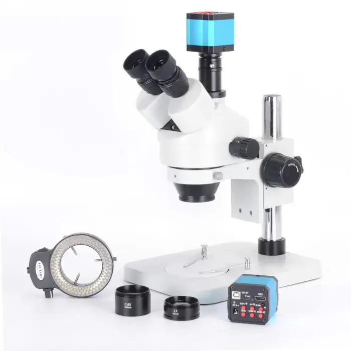 3.5X-90X Trinocular Microscope Stereo Microscope Kit 14MP USB Microscope Camera with 144 LED Light and Stand for PCB Repair