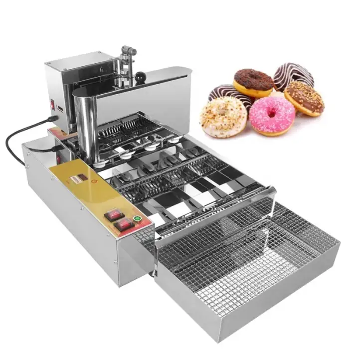 double row gas fully automatic mini baking long cream doughnut donut fryer ball making machine