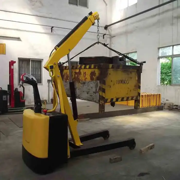 3 Wheels Portable truck Crane Electric Mobile Floor Crane 1200kg 1.2 Ton Construction Telescopic Boom