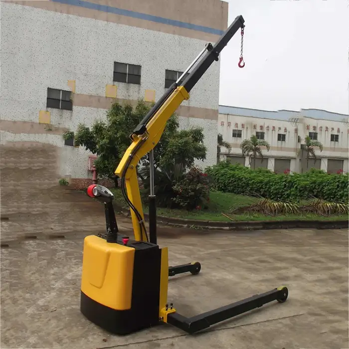 3 Wheels Portable truck Crane Electric Mobile Floor Crane 1200kg 1.2 Ton Construction Telescopic Boom