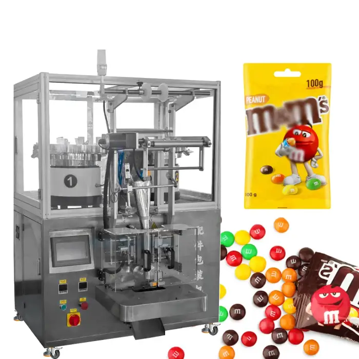 Easy To Tear Bag chocolate bean Soft Candy Packing Sealing Machine Chocolate Candy Vibrating Tray Counting Packing Machine