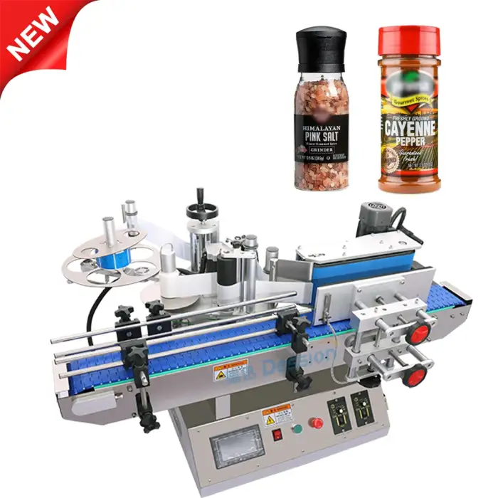 Table Top Labeling Machine Automatic Salt Spice Food Small Round Bottle Labeling Machine