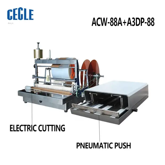 ACW-88,ACW-88A+3DP-88,A3DP-88 Semi-Automatic different box cellophane wrapping machine with box film folding machine